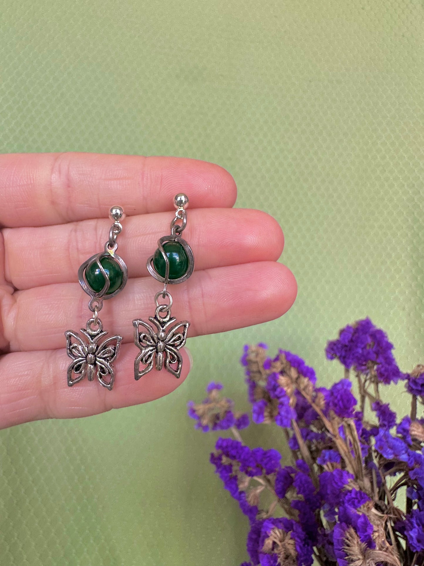 Summer Lover Earrings in Forest Green