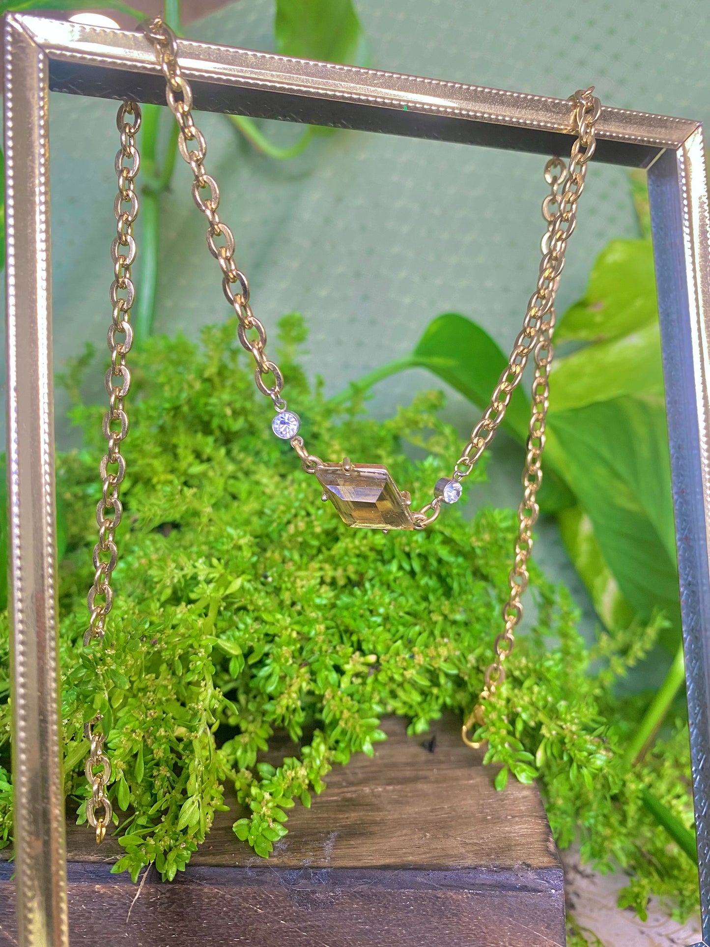 Diamond Chunky Peridot Choker